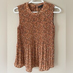 Adrianna Papell Floral Orange Sleeveless Blouse